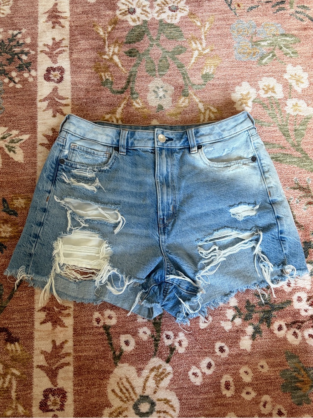 American Eagle Outfitters Light Blue Distressed Denim Cutoff Shorts